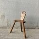 Brutalist tripod stool with backrest, France, vintage 1950s