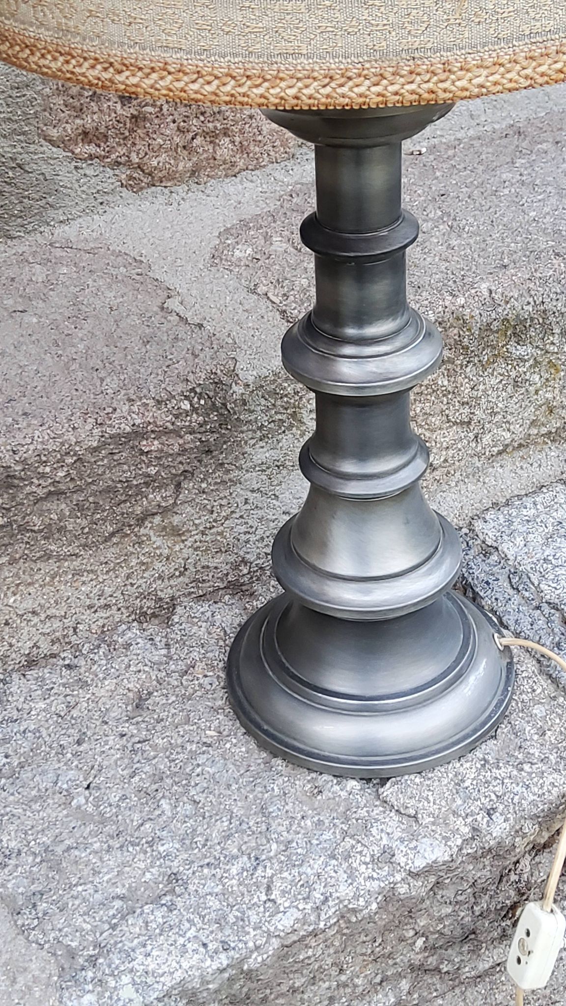 Pair of 70s Kaiser Leuchten lamps in brushed metal with original shades