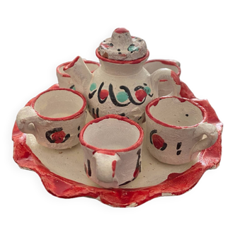 1 miniature terracotta dollhouse tea service