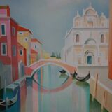 Janick LEDERLE: Gondolas in Venice, Original signed lithograph