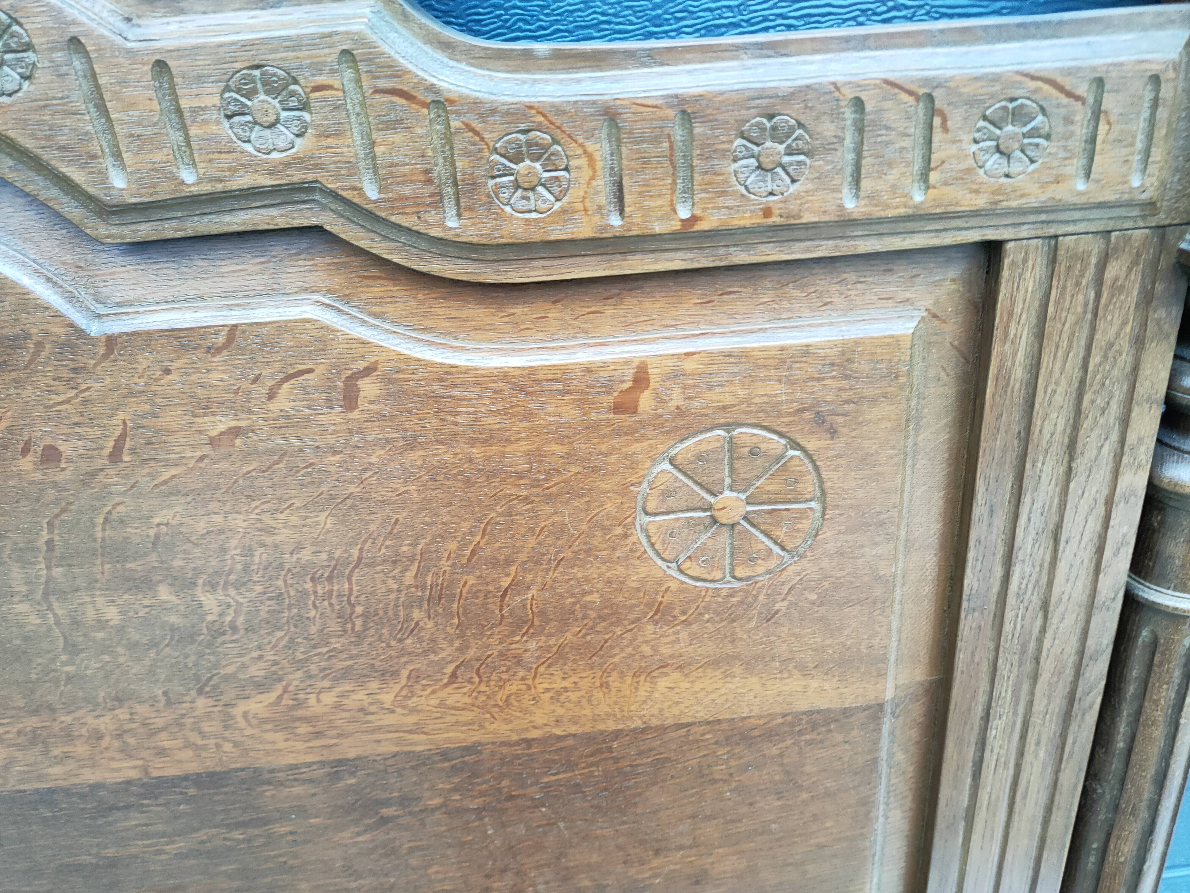 Antique headboard in solid oak