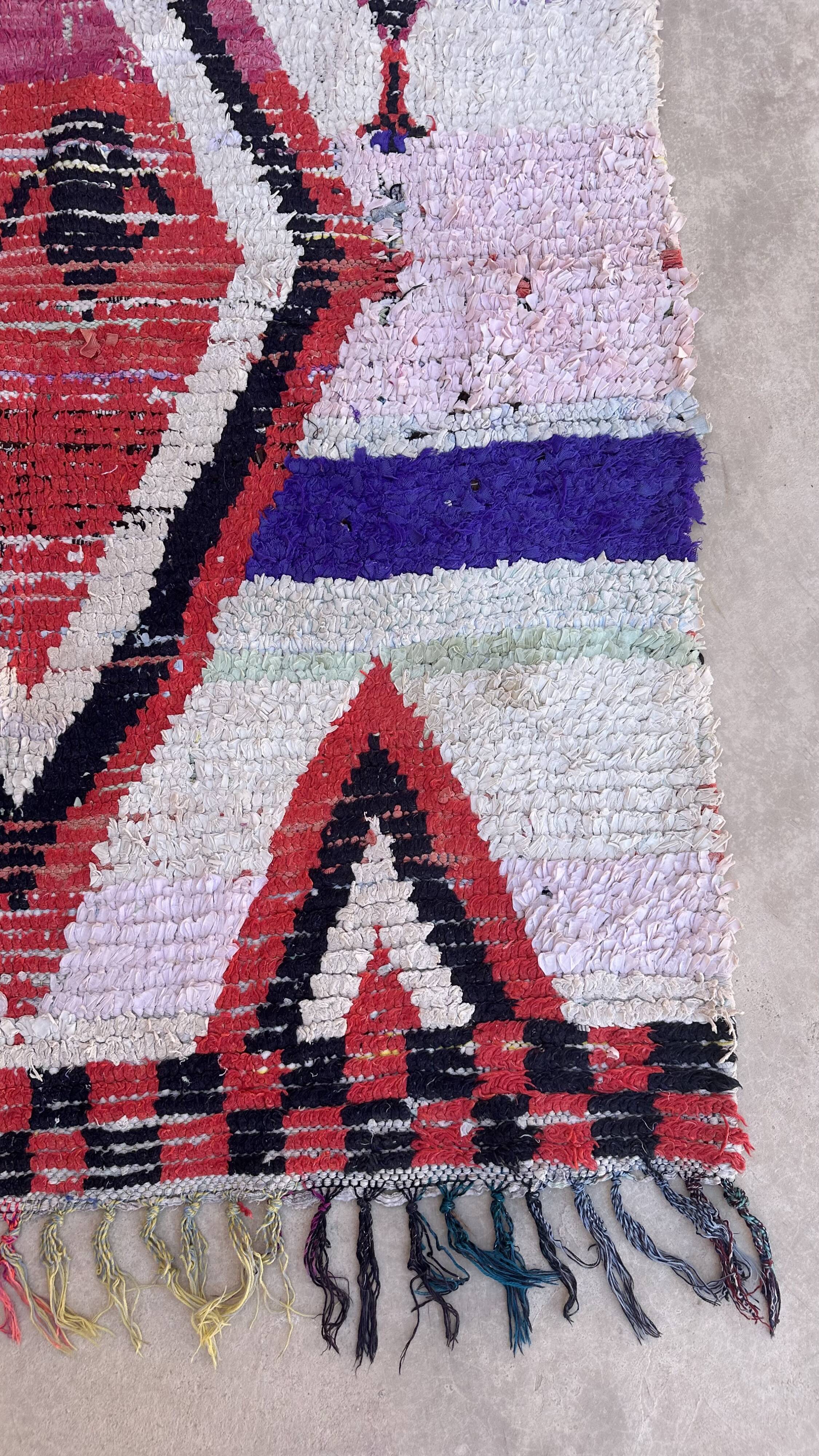 Moroccan Boucherouite rug white - 113 x 145 cm