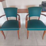 pair of green bridge armchairs