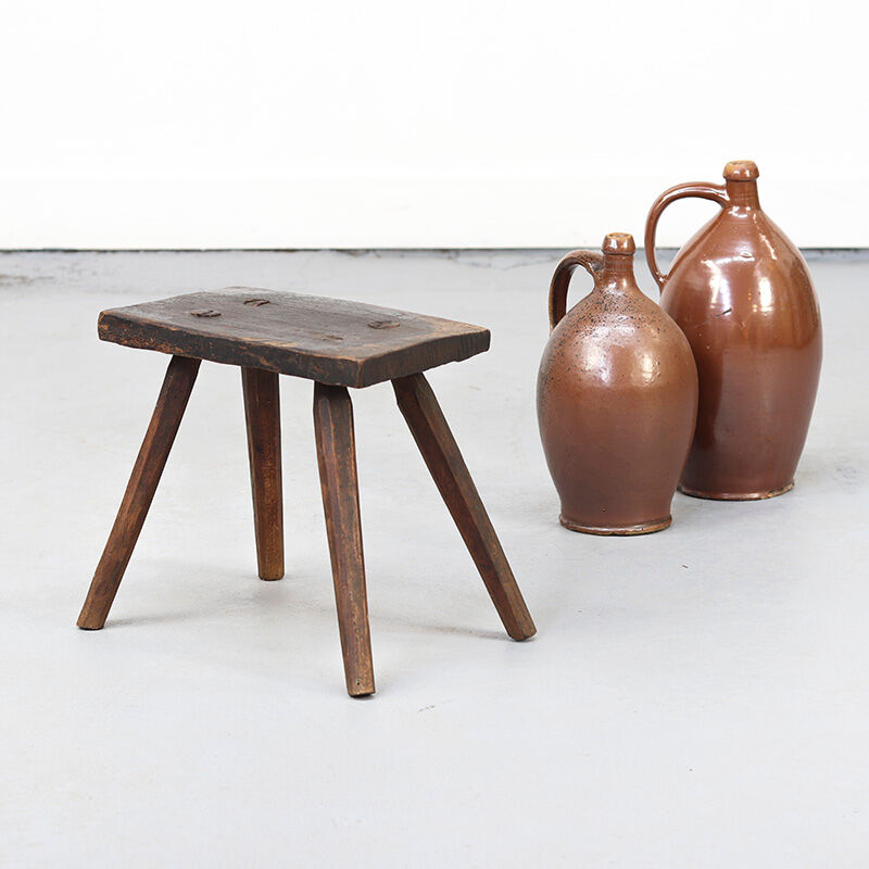 Primitive Wabi Sabi Pine Stool or Side Table