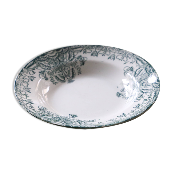 Assiette creuse en terre de fer Lebacqz & M. Bouchard modèle Floral