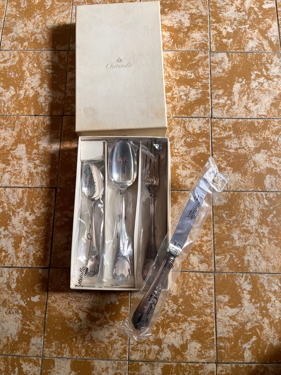 Set of 4 children's cutlery Christofle model Marly