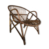 Rattan armchair vintage shell adult 1960