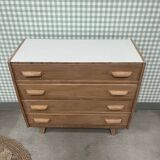50s compass foot chest of drawers