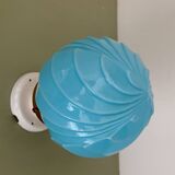 Applique globe vintage art déco en opaline bleue