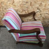 Ancien fauteuil bois accoudoirs courbés