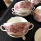 Service à thé anglais en faience rose