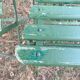 Antique folding garden chairs with wooden slats