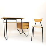 Wooden school desk and chair