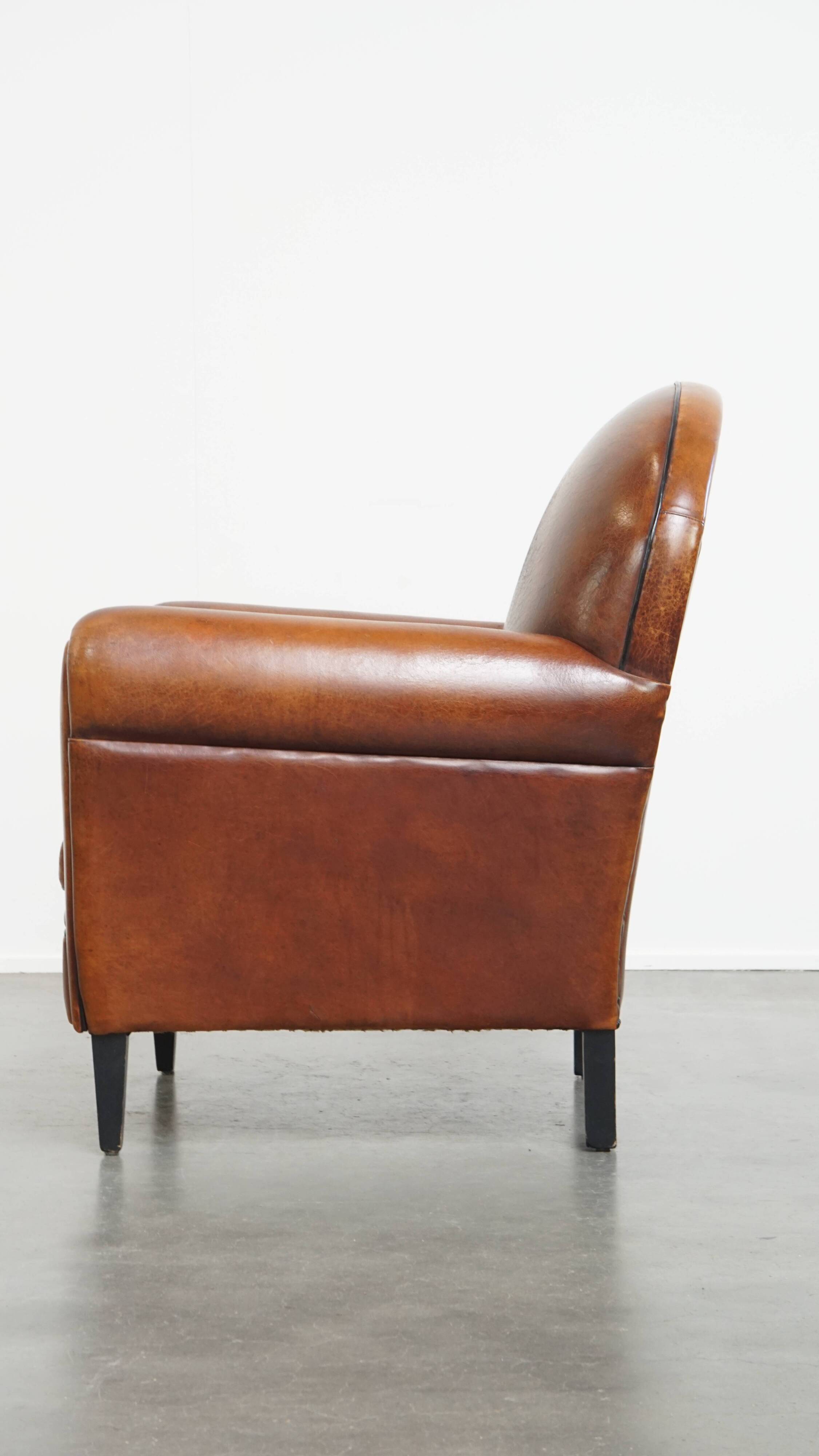 Sheepskin Leather Art Deco Style Design Armchair