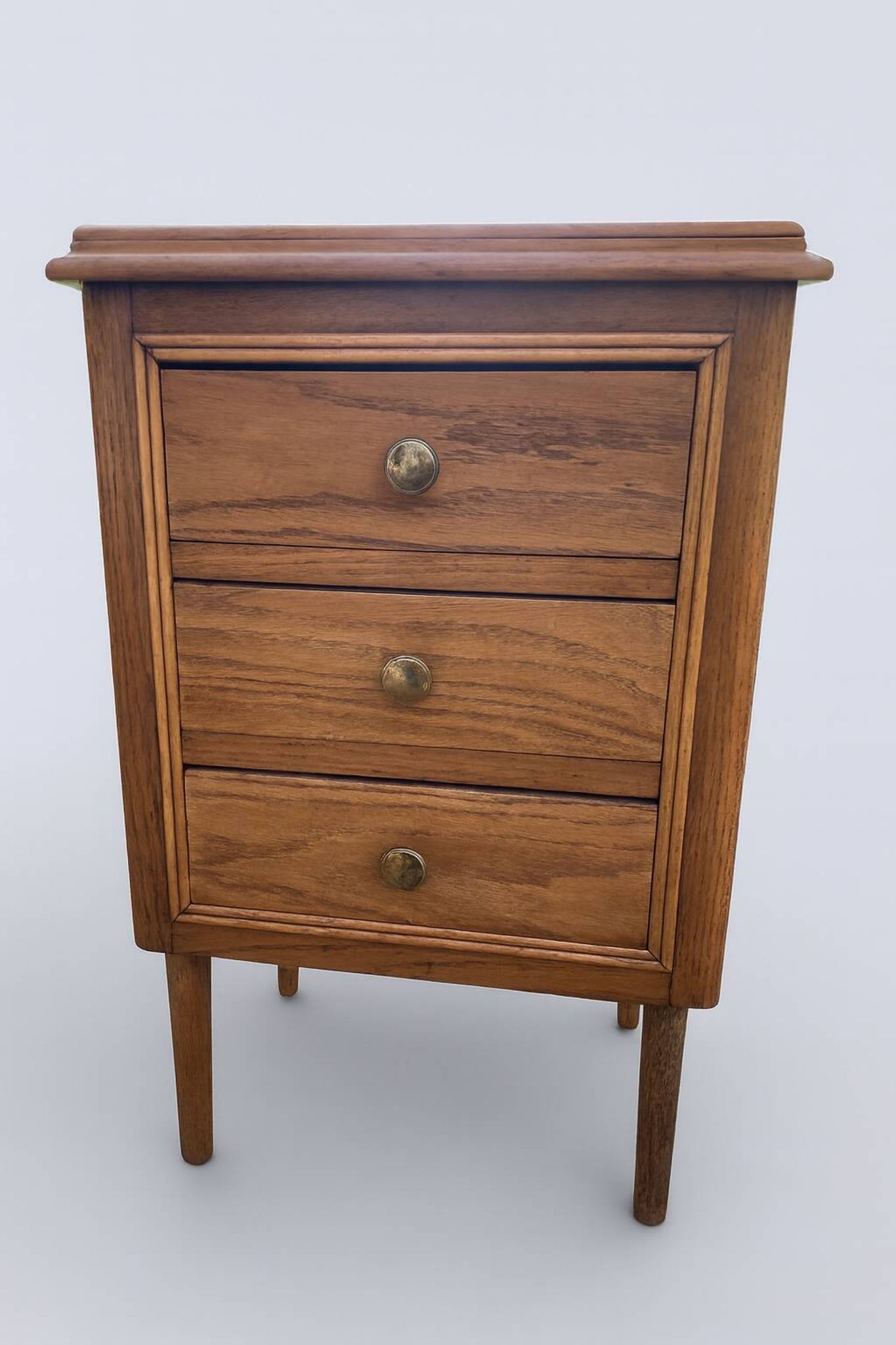 Refurbished vintage wooden bedside table – 3 drawers