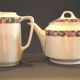 Duo teapot milk jug - floral headband and gilded edging KPM porcelain
