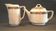 Duo teapot milk jug - floral headband and gilded edging KPM porcelain