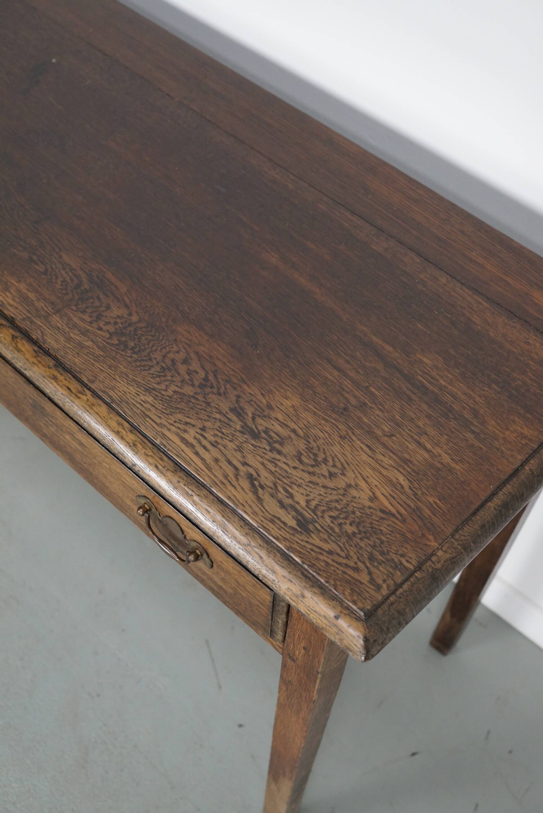 Vintage English Rustic Farmhouse Oak Side Table, 1950s