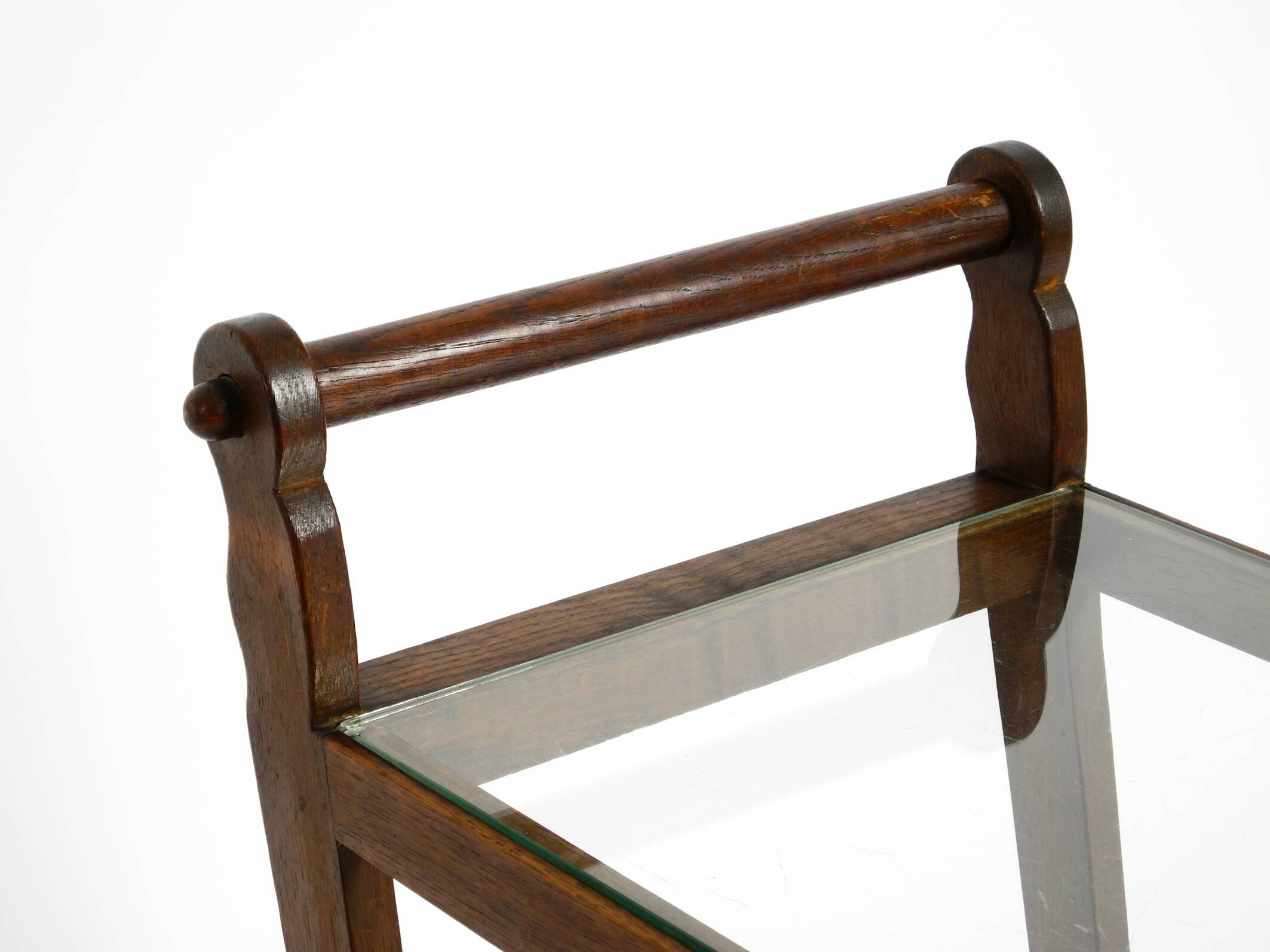 Beautiful, unique 1930s tea trolley bar cart made of solid oak wood
