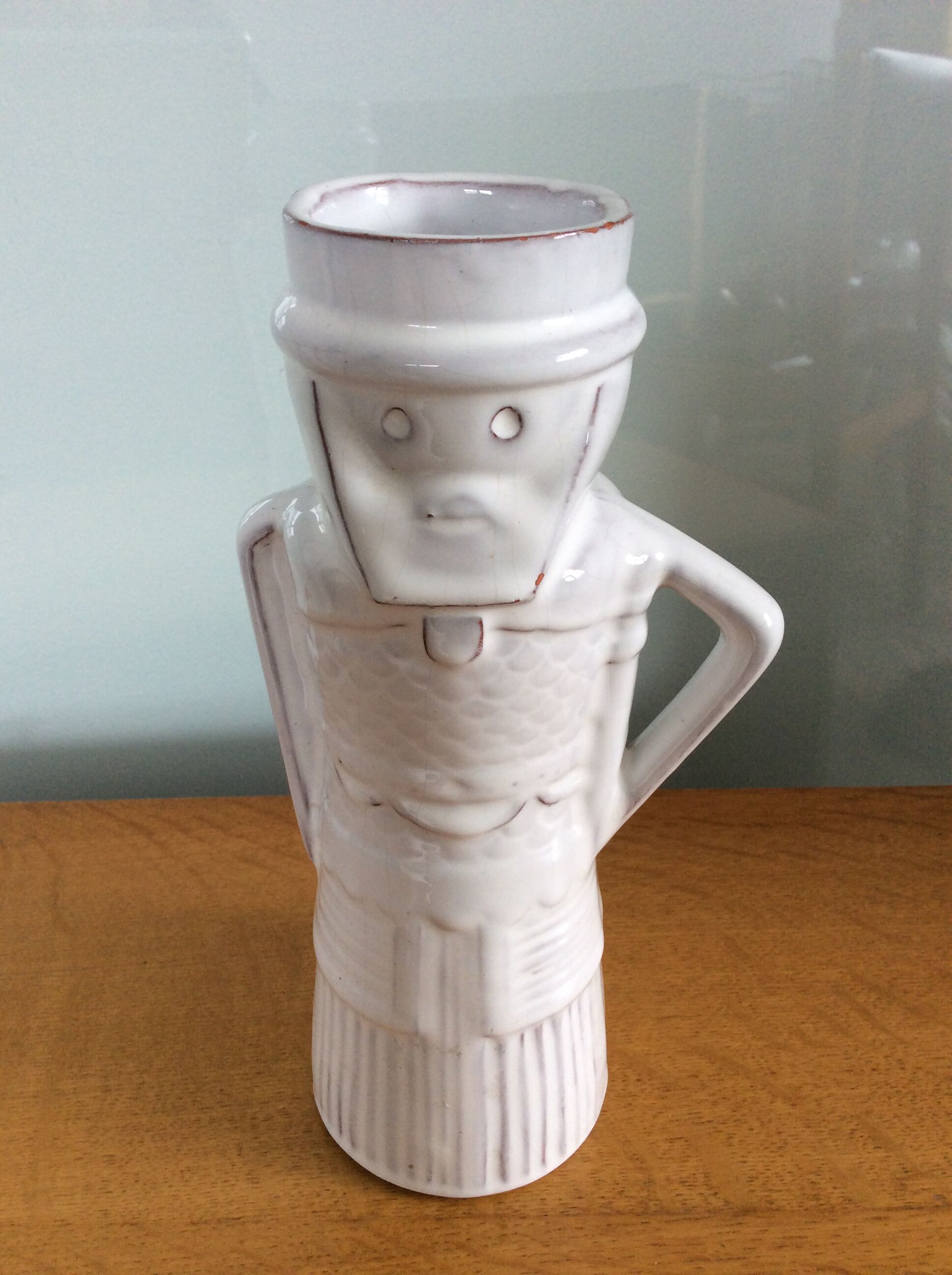 Vintage anthropomorphic vase in glazed terracotta