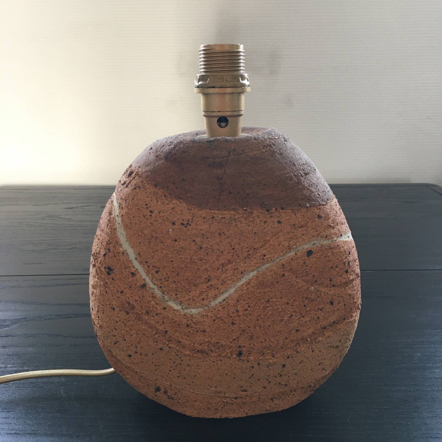 Pied de lampe 70´s en grès bicolore