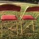 Pair of foldable red velvet chairs