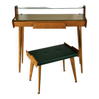 Mid-century console with stool in Carlo De Carli style. Italy 1950s