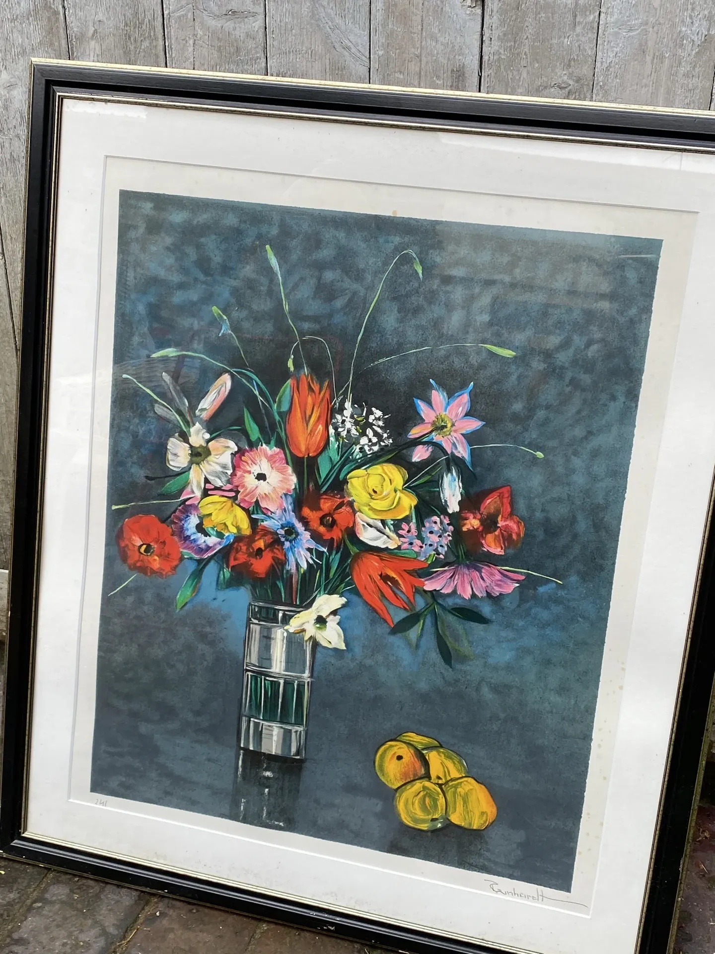 Large signed vintage lithograph