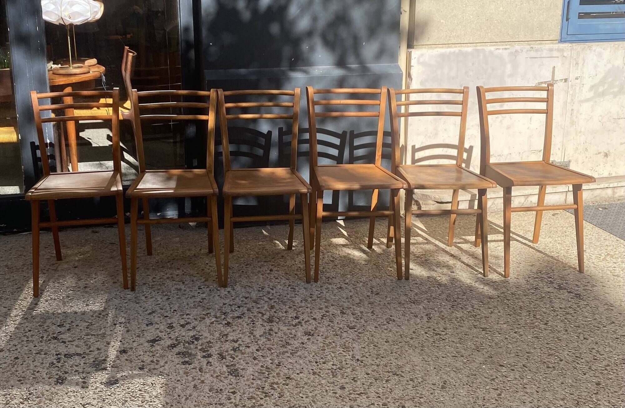 6 wooden chairs in Scandinavian style