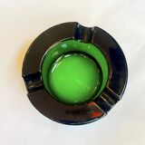 Cendrier en verre vert épais rond vintage des années 1960 rétro