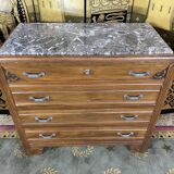 Chest of drawers Art Deco period beech tinted and veined marble