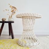 White rattan wicker table or side table