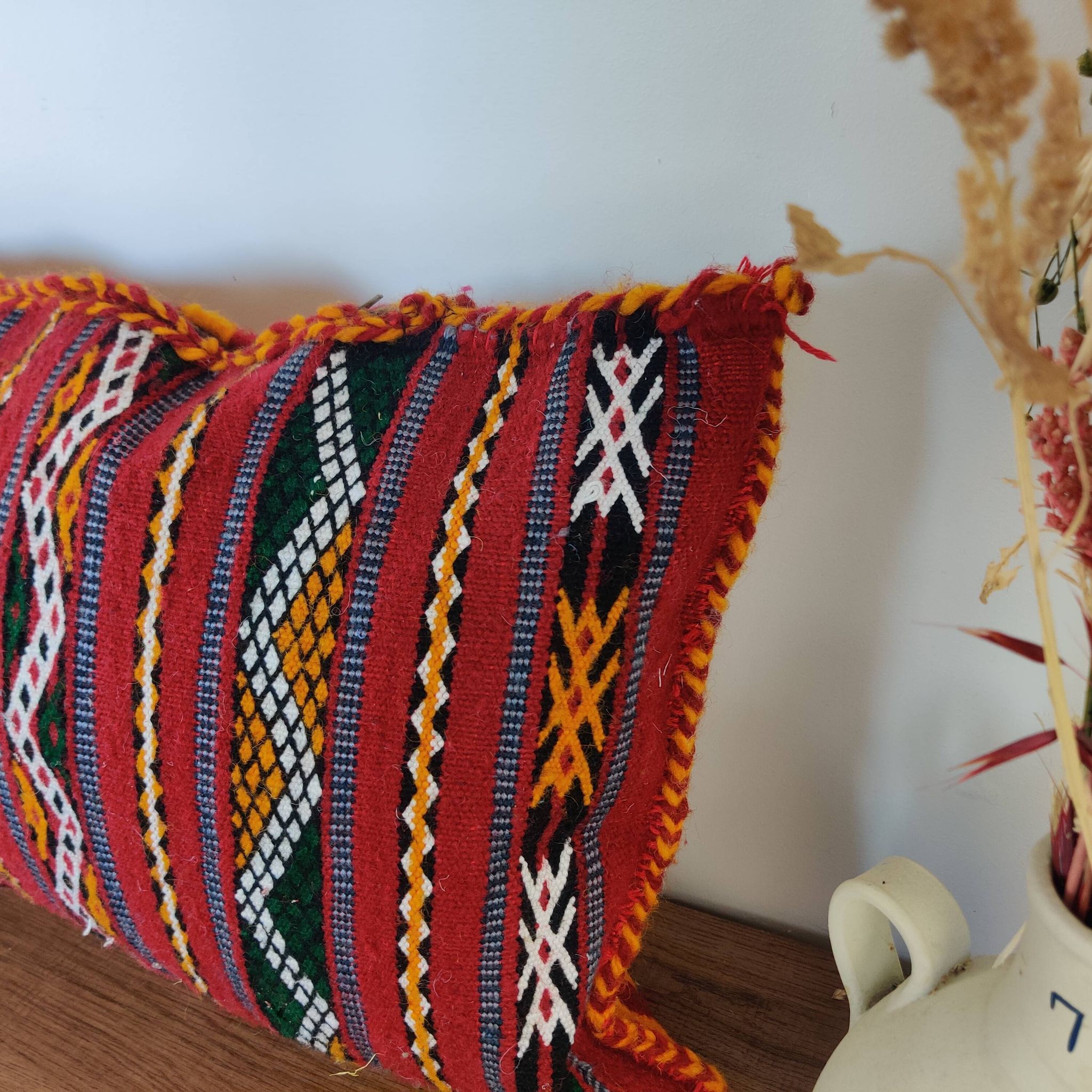 Long Moroccan ethnic Kilim cushion