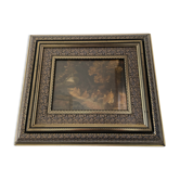 Table XIXth oil on cardboard signed A . Vincent