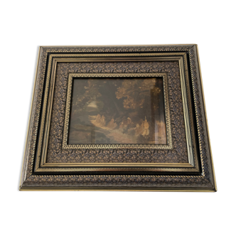Tableau XIXème huile sur carton signé A . Vincent