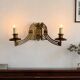 Art Nouveau style brass double piano wall lamp