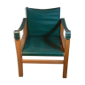 60s wood and leather armchair