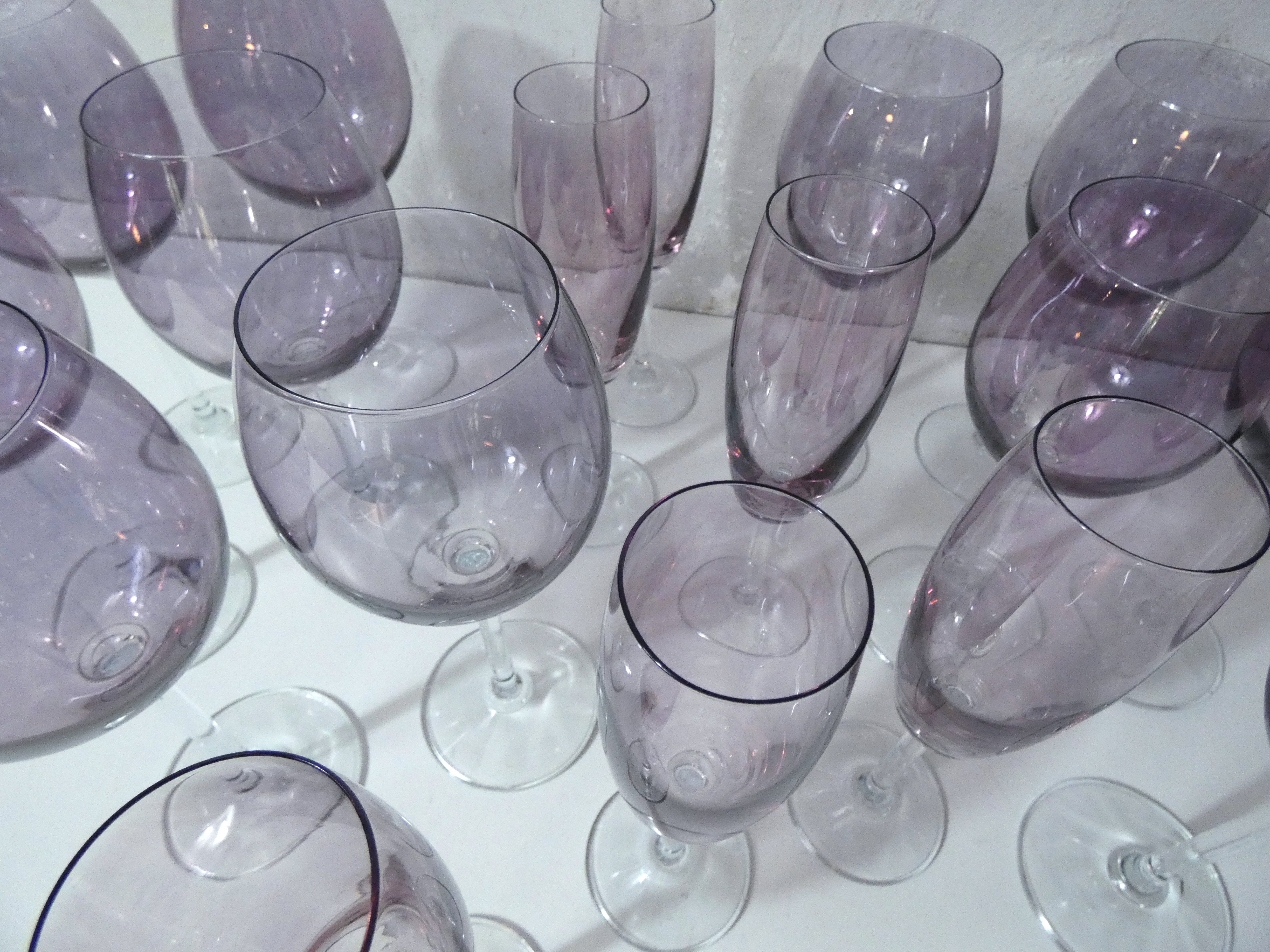 17 amethyst crystal glass goblets