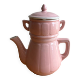 Old pink earthenware coffee pot Esprit Digoin Sarreguemines