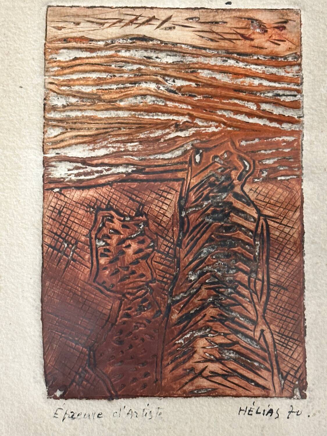 Serge Helias (1923-2007), relief engraving - artist's proof signed 1970