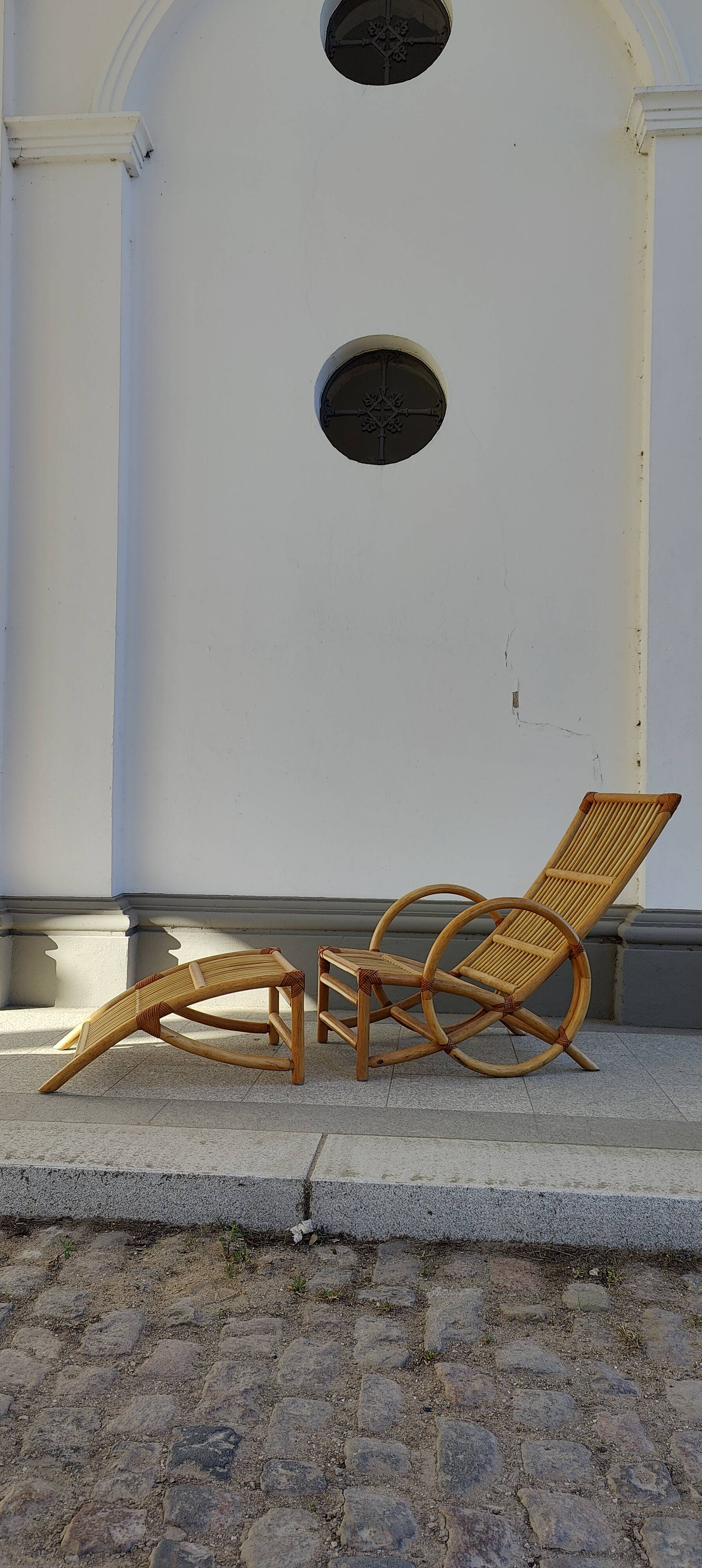 bamboo chair and footstool