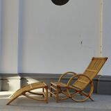 Fauteuil et repose-pieds en bambou
