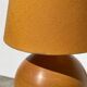 Lampe boule en bois tourné jaune 1980