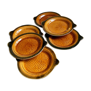 6 assiettes plates poisson