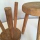 Pair of tripod stools of farm in raw Elm
