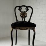 Napoleon III chair in burgundy black lacquered wood 19th century