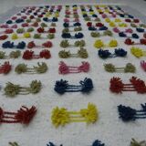 Handwoven Modern Boho Wool Rug with Colourful Patterns and Pompoms