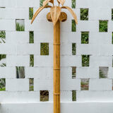 Pair of large "coconut/palm" wall lights in rattan.