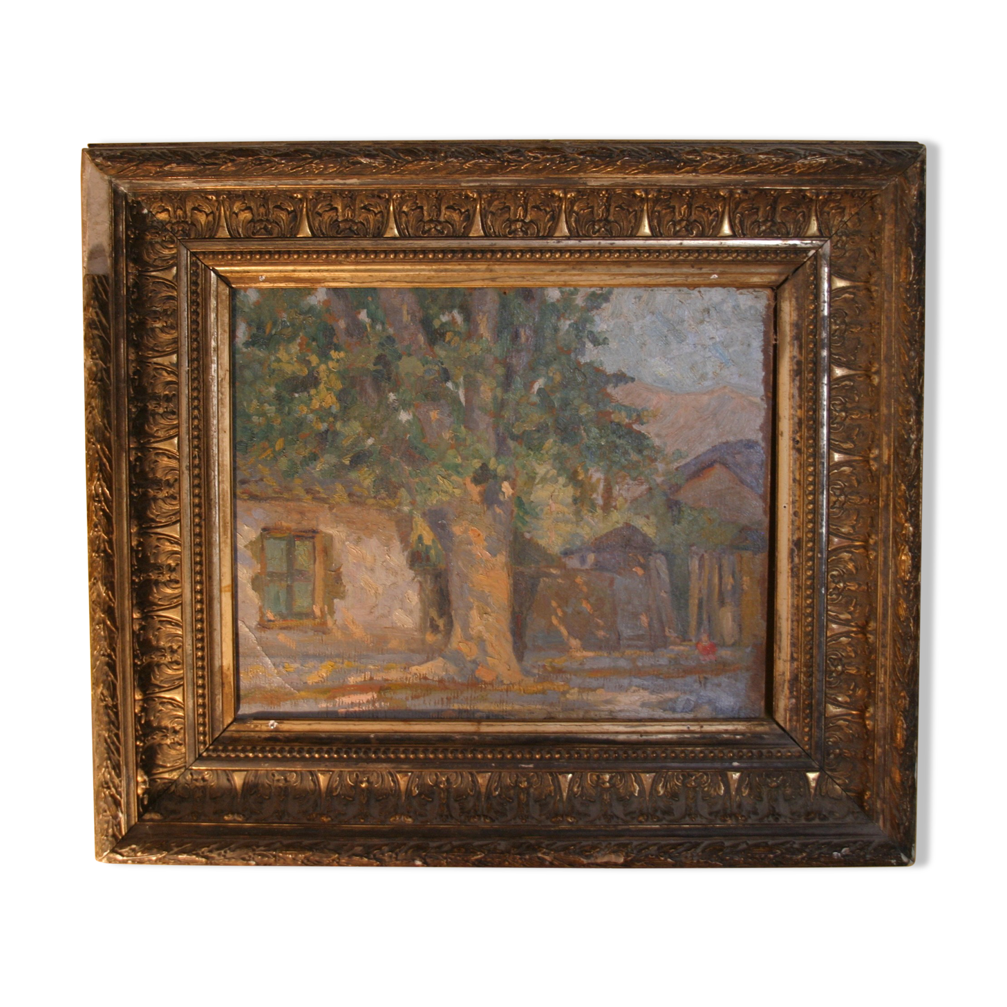 Tableau impressioniste "Cours de ferme"