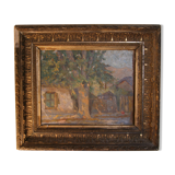 Tableau impressioniste "Cours de ferme"